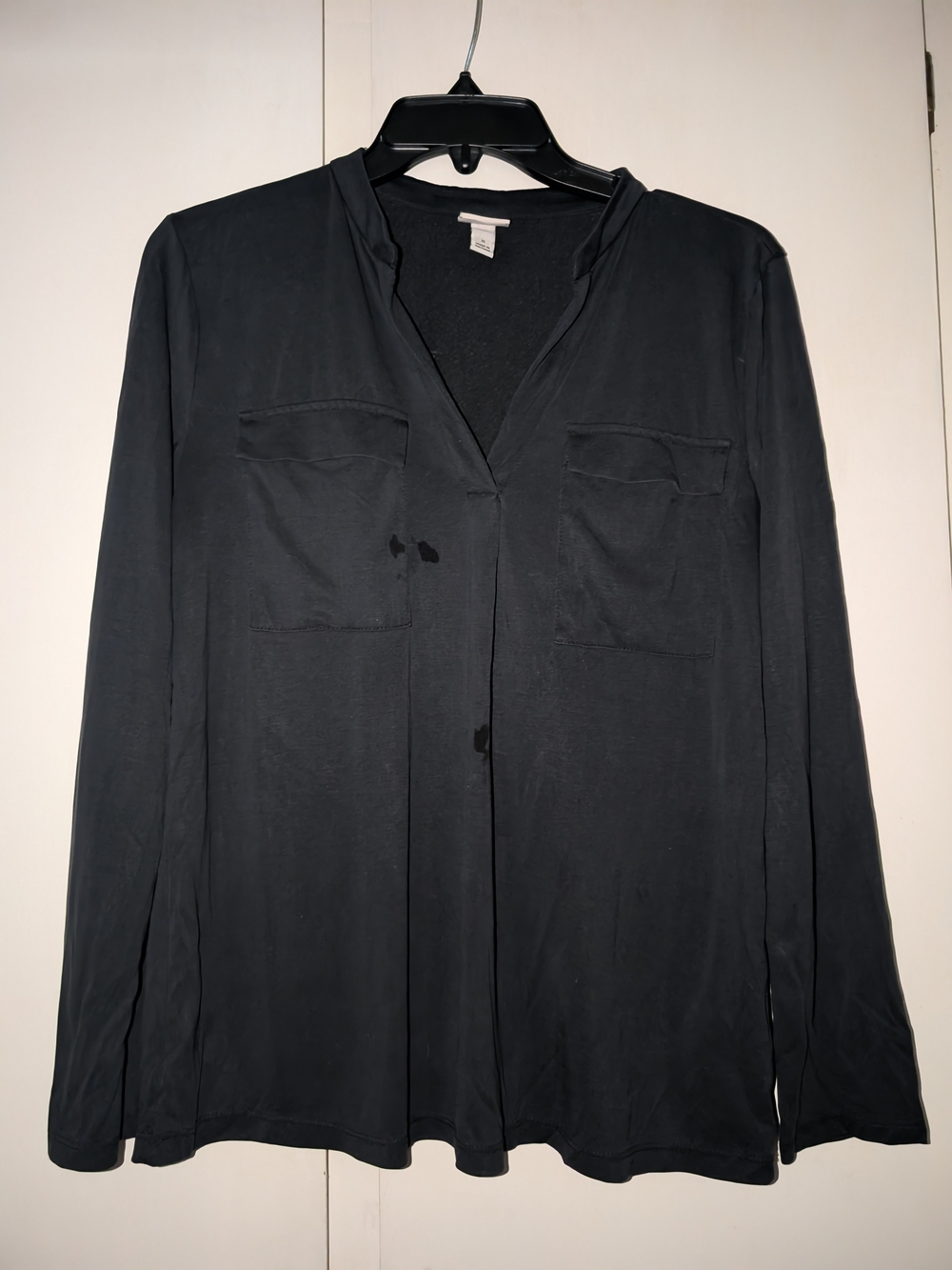 a new day Black Women's V-Neck Long Sleeve Blouse
